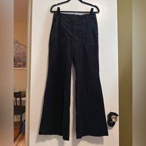 Maeve by Anthropology Black Velvet Wide Leg Pants 4